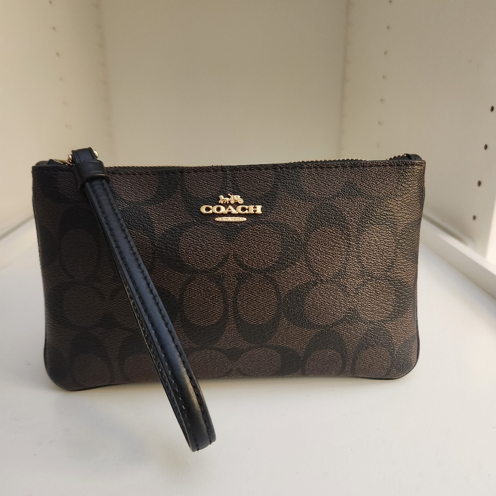 Coach Dark Canvas Wristlet